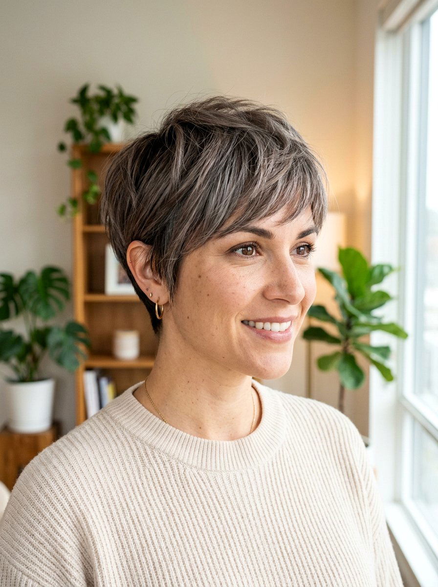 Mushroom Brown Dimensional Pixie - 20 dimensional pixie hair color ideas - 20 dimensional pixie hair color ideas