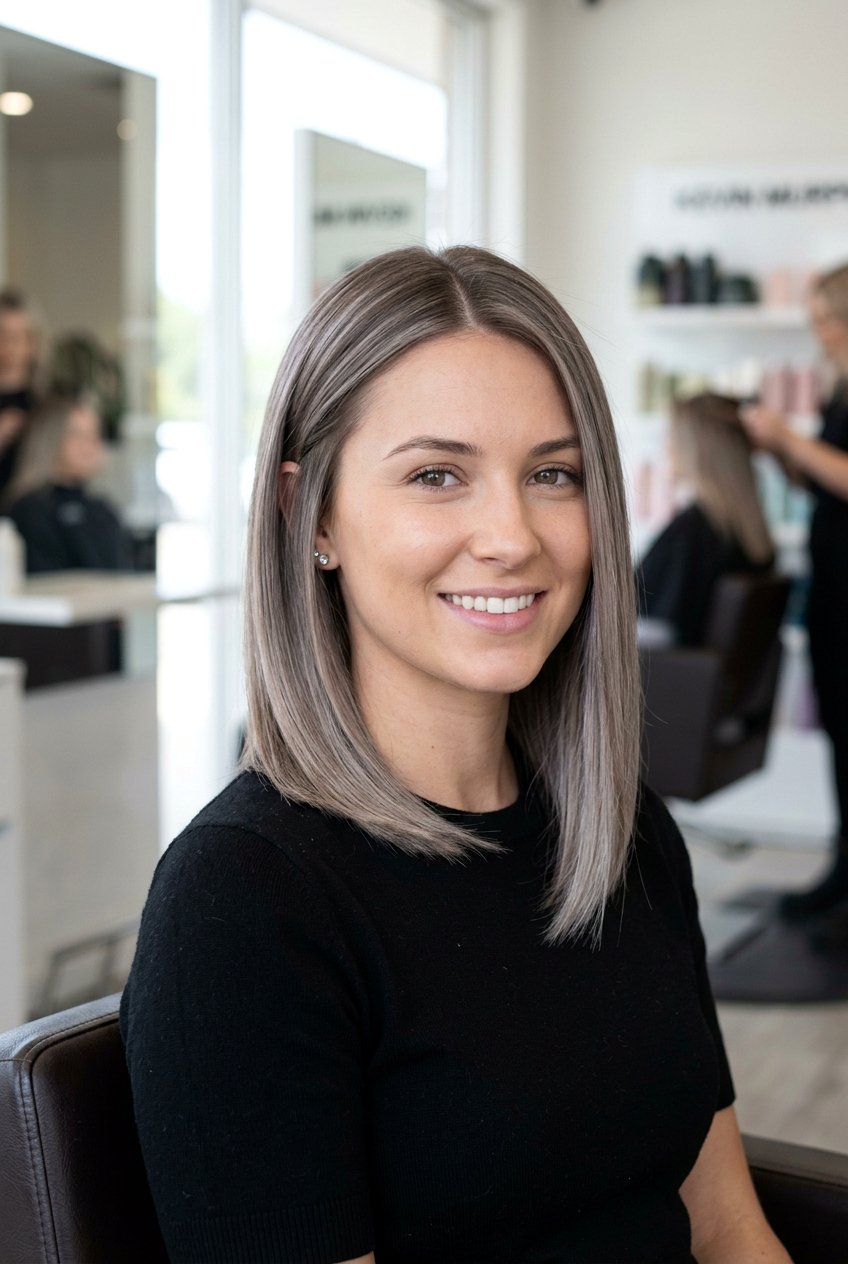 Mushroom Brown Gray Blending - 20 low maintenance brunette with gray coverage - 20 low maintenance brunette with gray coverage