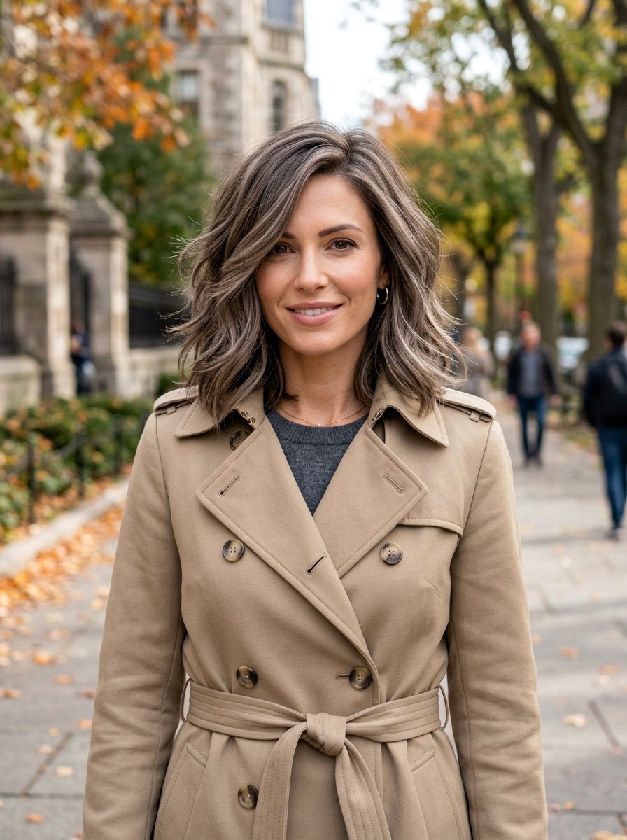 Mushroom Brown Layered Lob - 20 salon color ideas for layered lobs - 20 salon color ideas for layered lobs