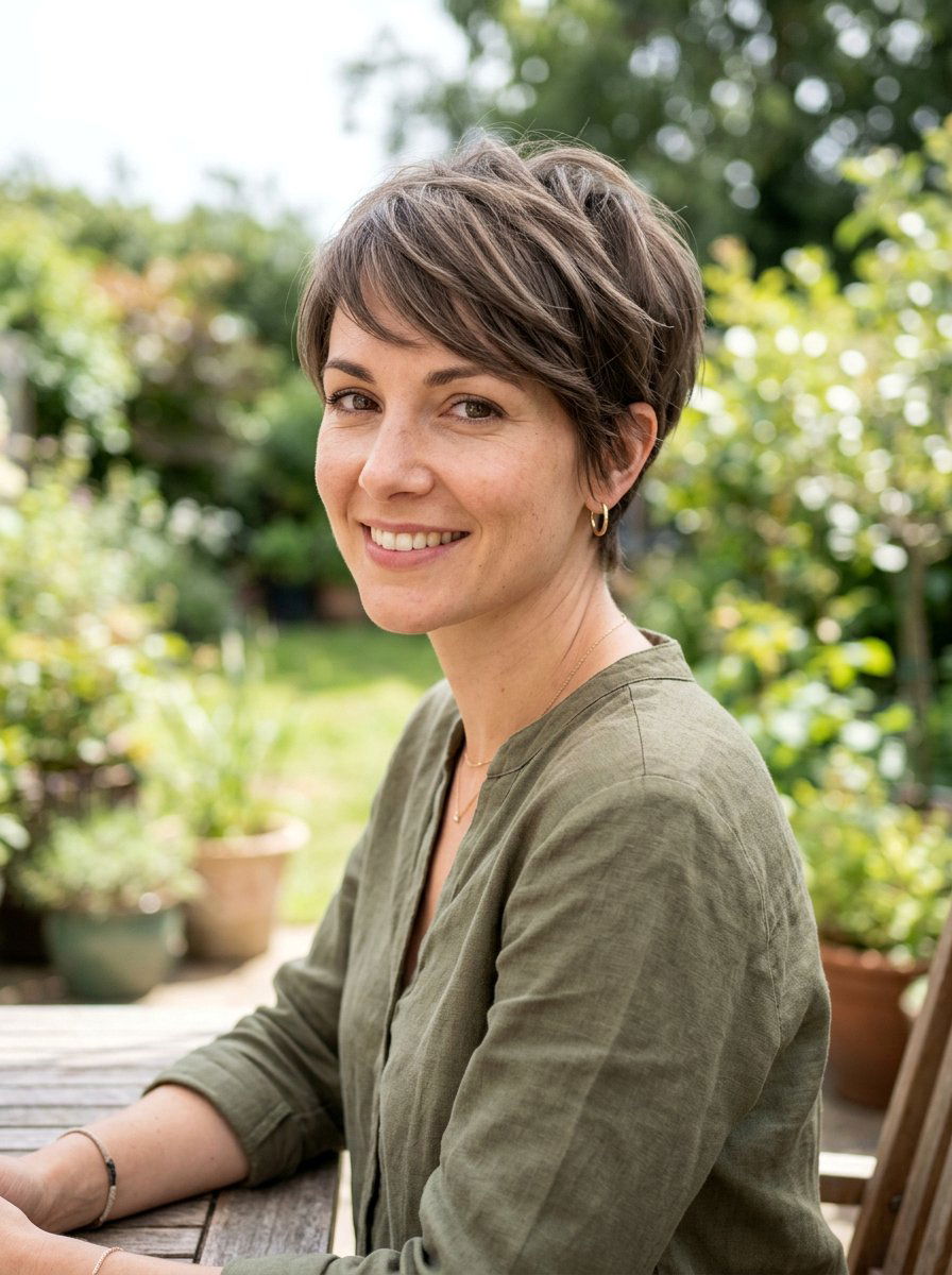 Mushroom Brown Pixie Cut - 20 salon color ideas for pixie cuts - 20 salon color ideas for pixie cuts