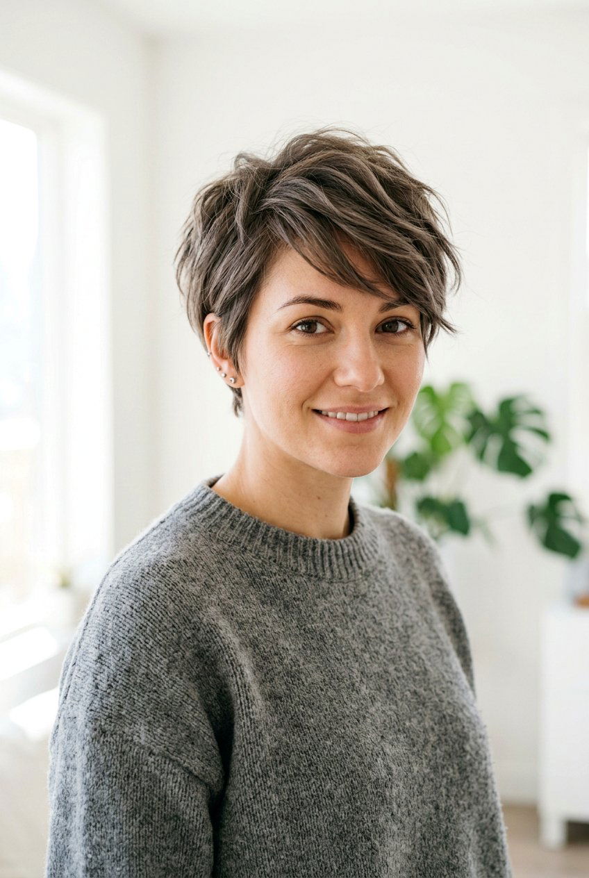 Mushroom Brown Pixie - 20 brunette pixie hair color ideas - 20 brunette pixie hair color ideas