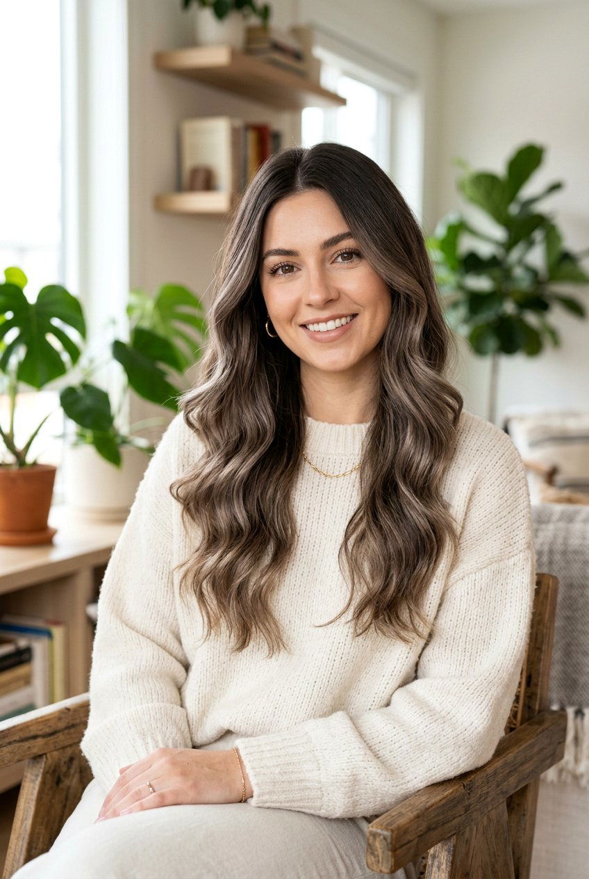 Mushroom Brown Root Melt On Long Brunette Hair - 20 natural looking brunette refresh - 20 natural looking brunette refresh