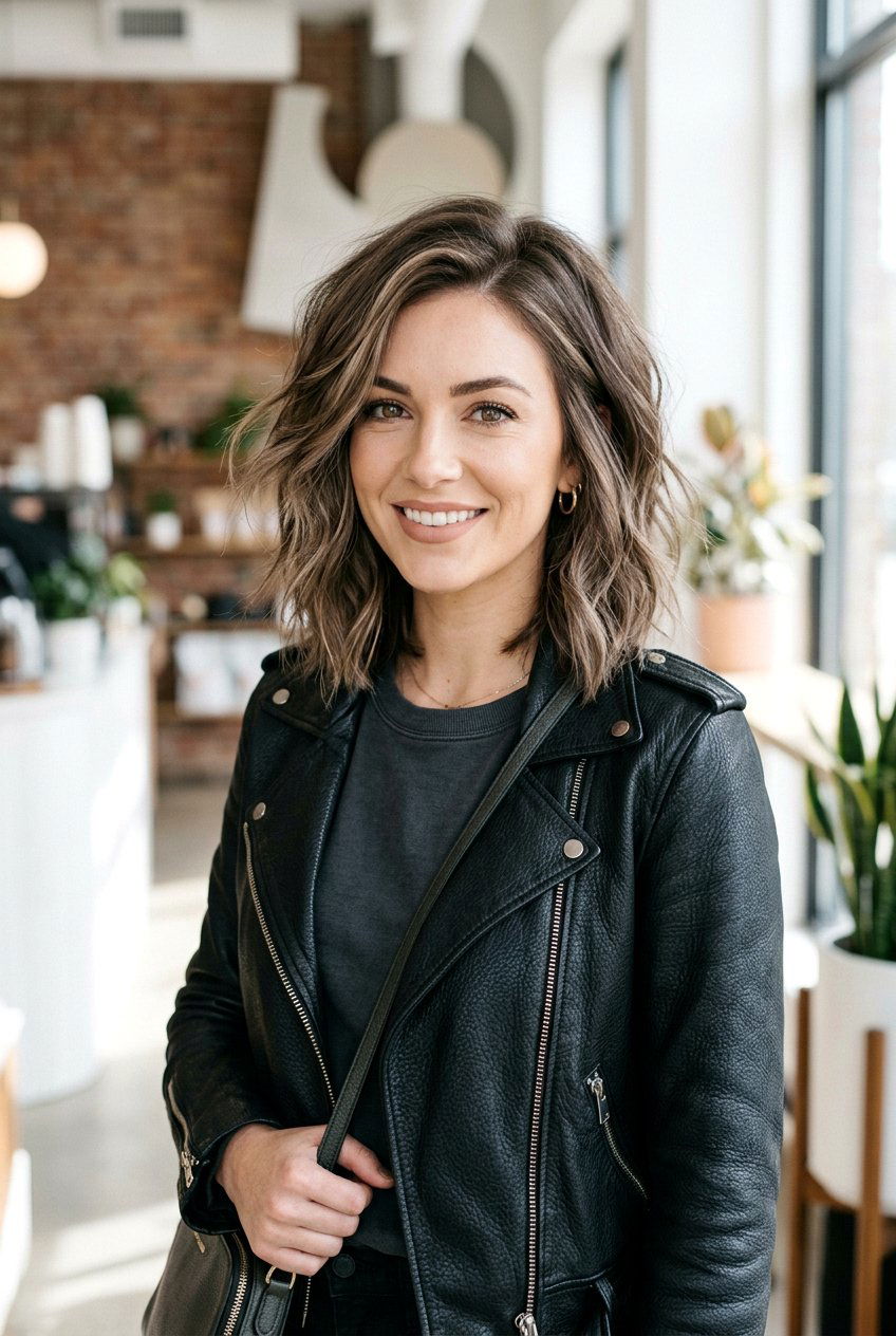 Mushroom Brown Textured Cut With Beige Babylights - 20 brunette babylights for fine hair women - 20 brunette babylights for fine hair women