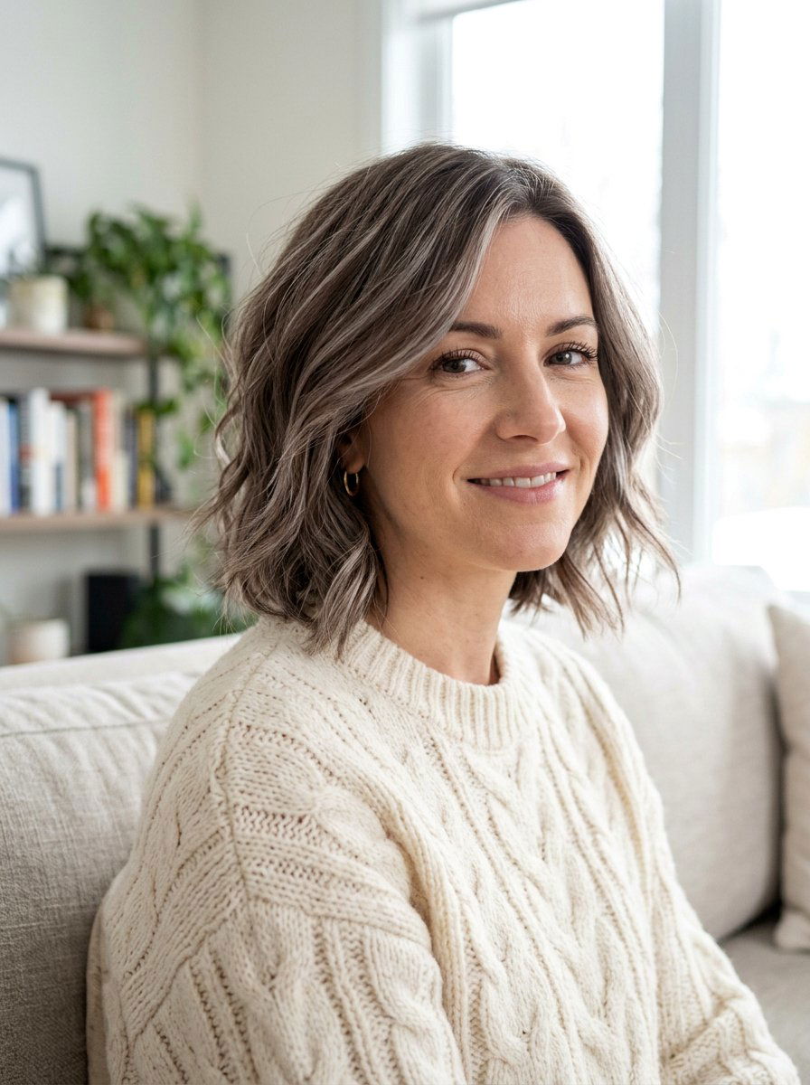 Mushroom Brown With Silver Highlights - 20 silver brunette blend hair color - 20 silver brunette blend hair color