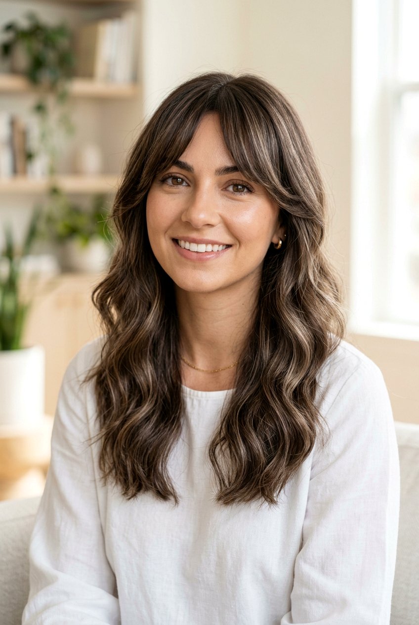 Mushroom Highlights On Brunette Hair With Bangs - 20 mushroom highlights on brunette hair - 20 mushroom highlights on brunette hair