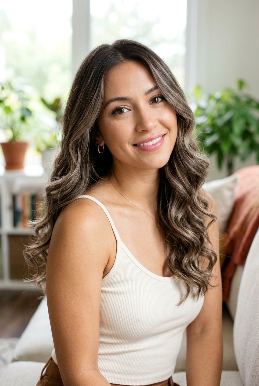 Mushroom Highlights With Soft Waves On Brunette Hair - 20 mushroom highlights on brunette hair - 20 mushroom highlights on brunette hair