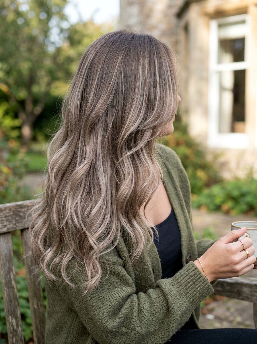 Mushroom Smoky Bronde Balayage on Long Layers - 20 smoky bronde balayage - 20 smoky bronde balayage