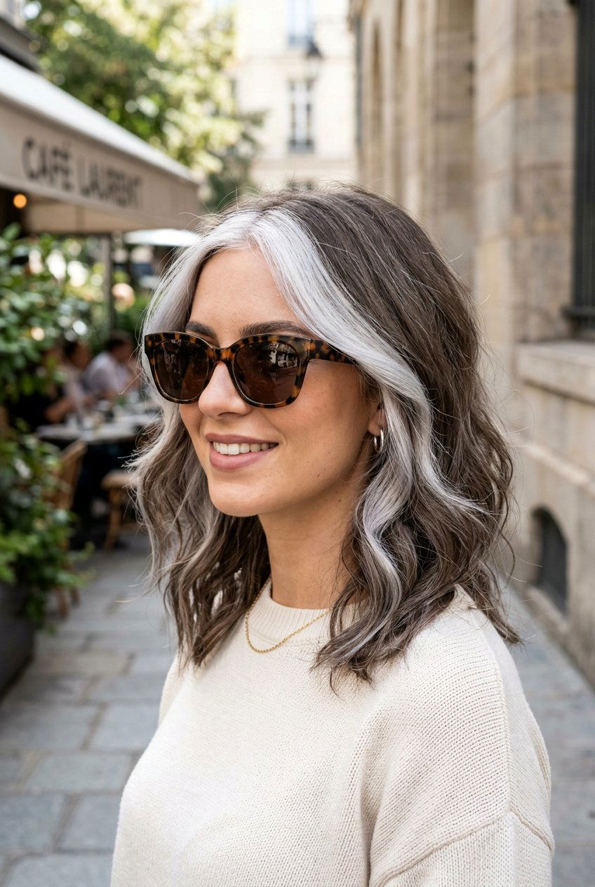 Mushroom brown gray blend with face framing - 20 mushroom brunette gray blend - 20 mushroom brunette gray blend