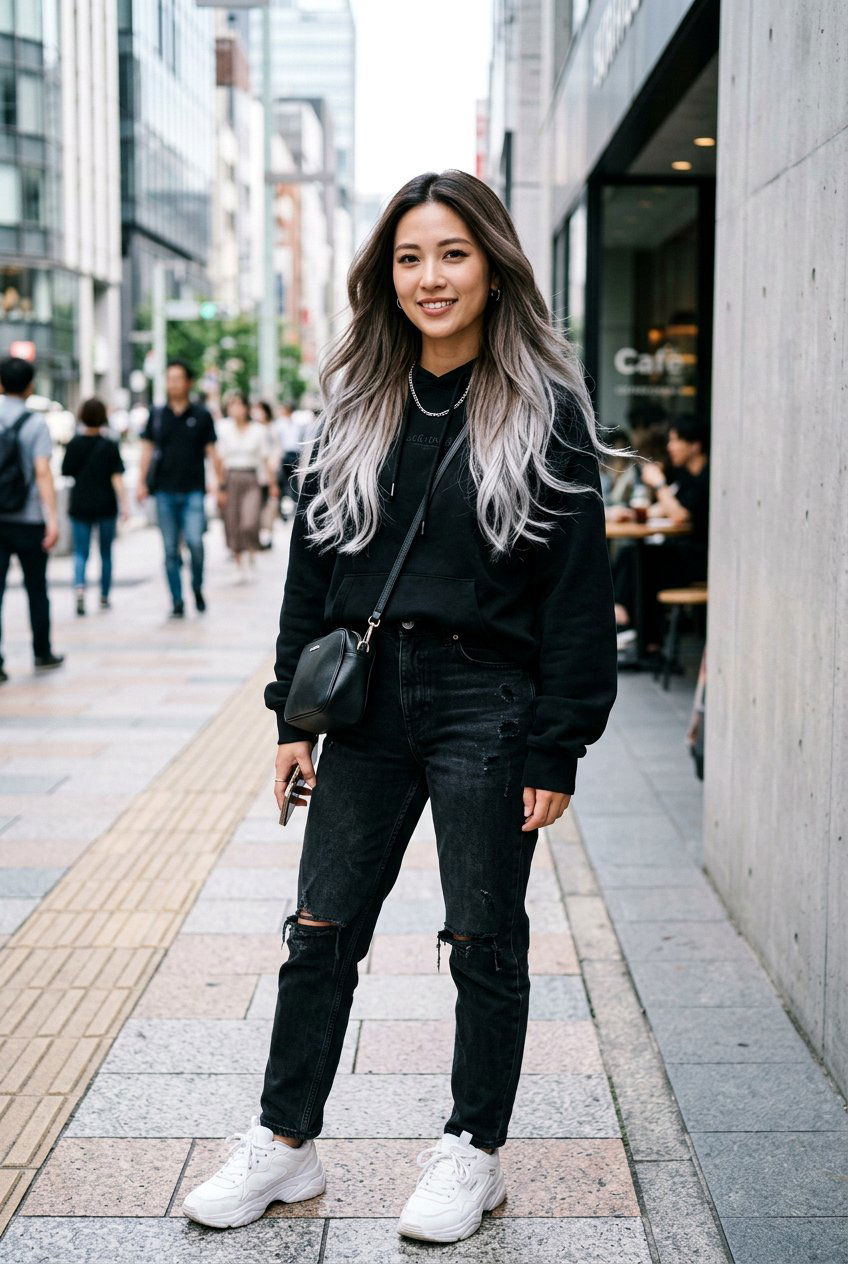 Mushroom brown ombre with silver ends - 20 mushroom brunette gray blend - 20 mushroom brunette gray blend