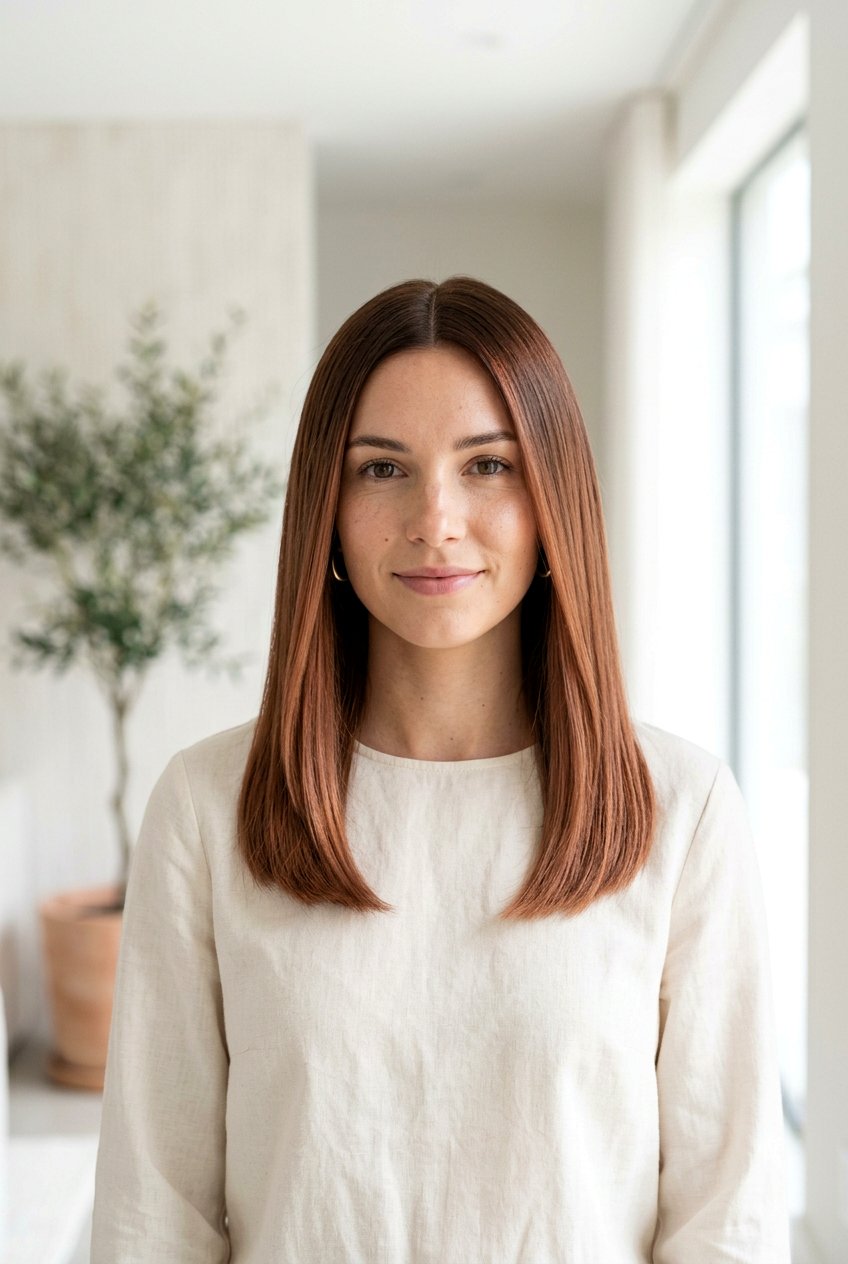 Muted Copper Balayage On Straight Hair - 20 subtle red balayage - 20 subtle red balayage
