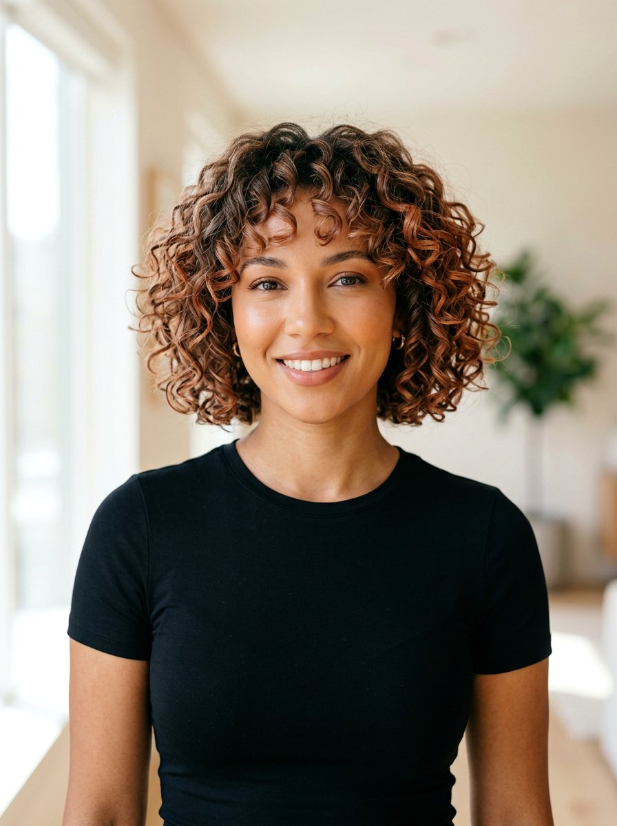 Muted Copper Curly Bob - 20 copper curly bob color ideas - 20 copper curly bob color ideas