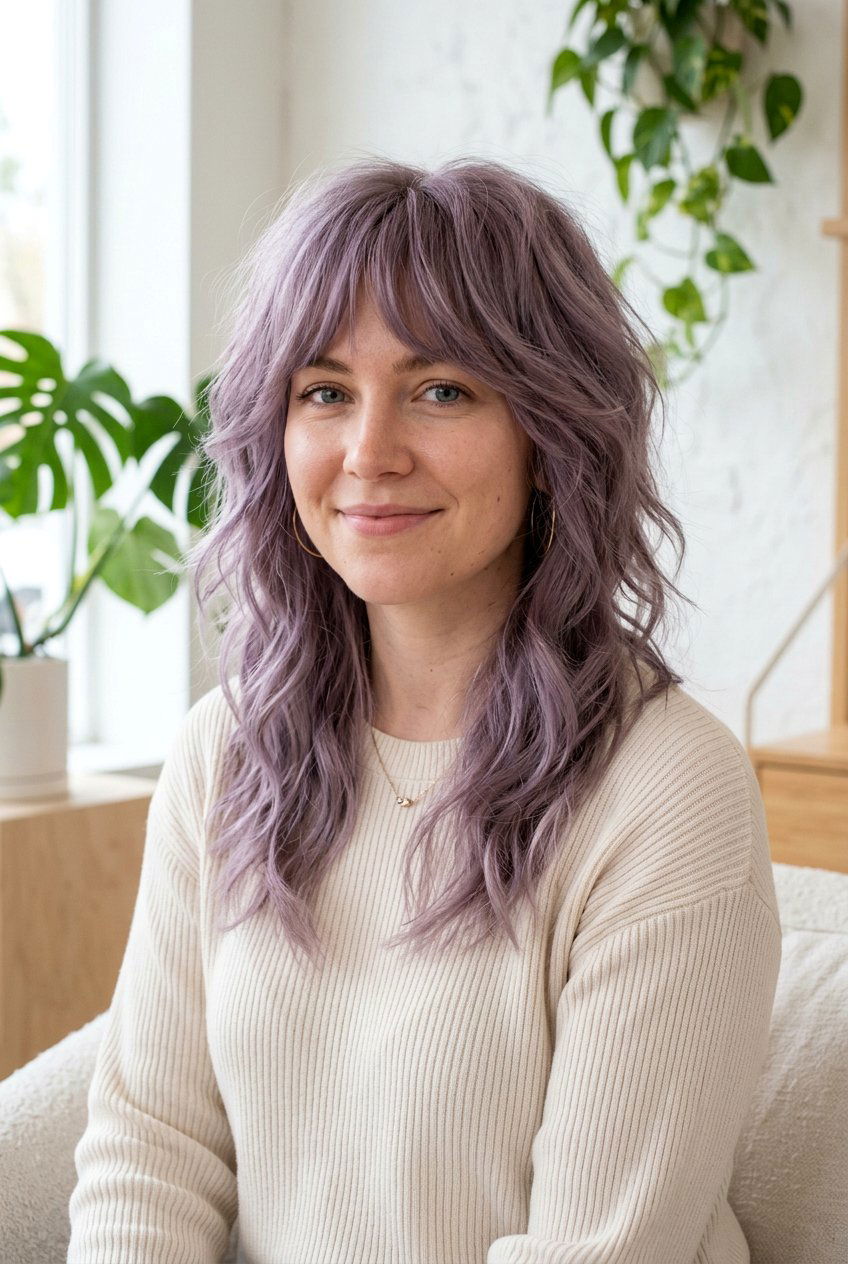 Muted Purple Shag - 20 pastel purple hair - 20 pastel purple hair