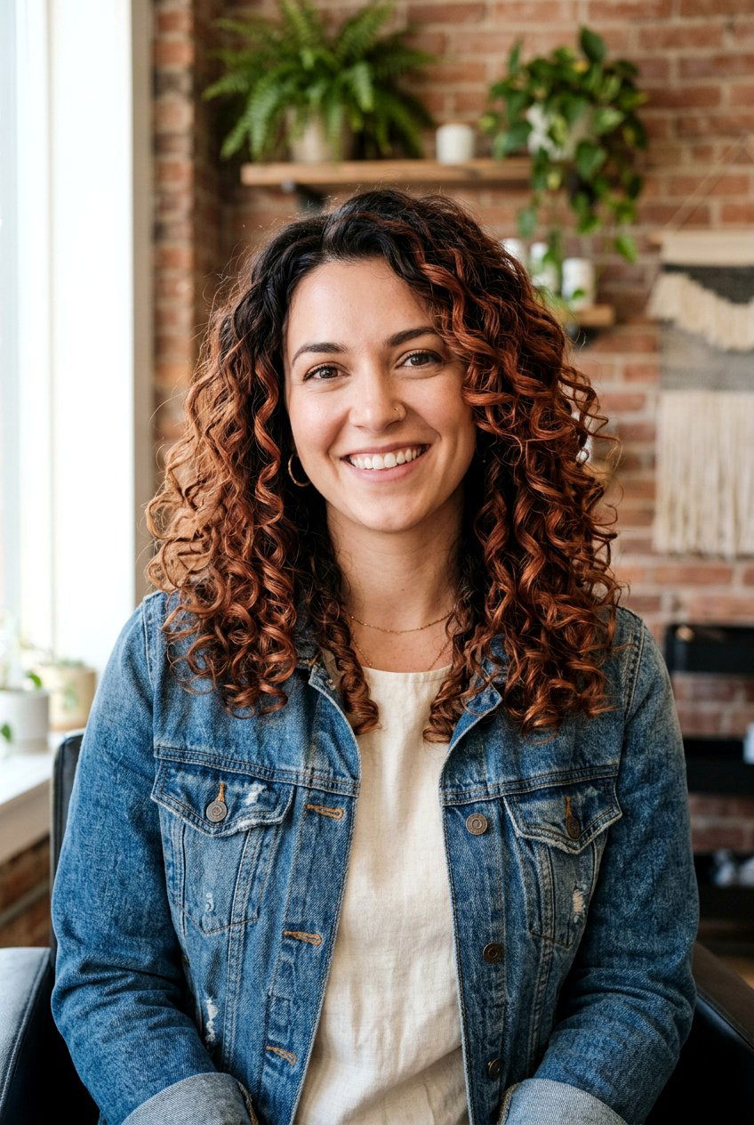 Muted Rust Copper Balayage - 20 copper balayage for curly hair women - 20 copper balayage for curly hair women