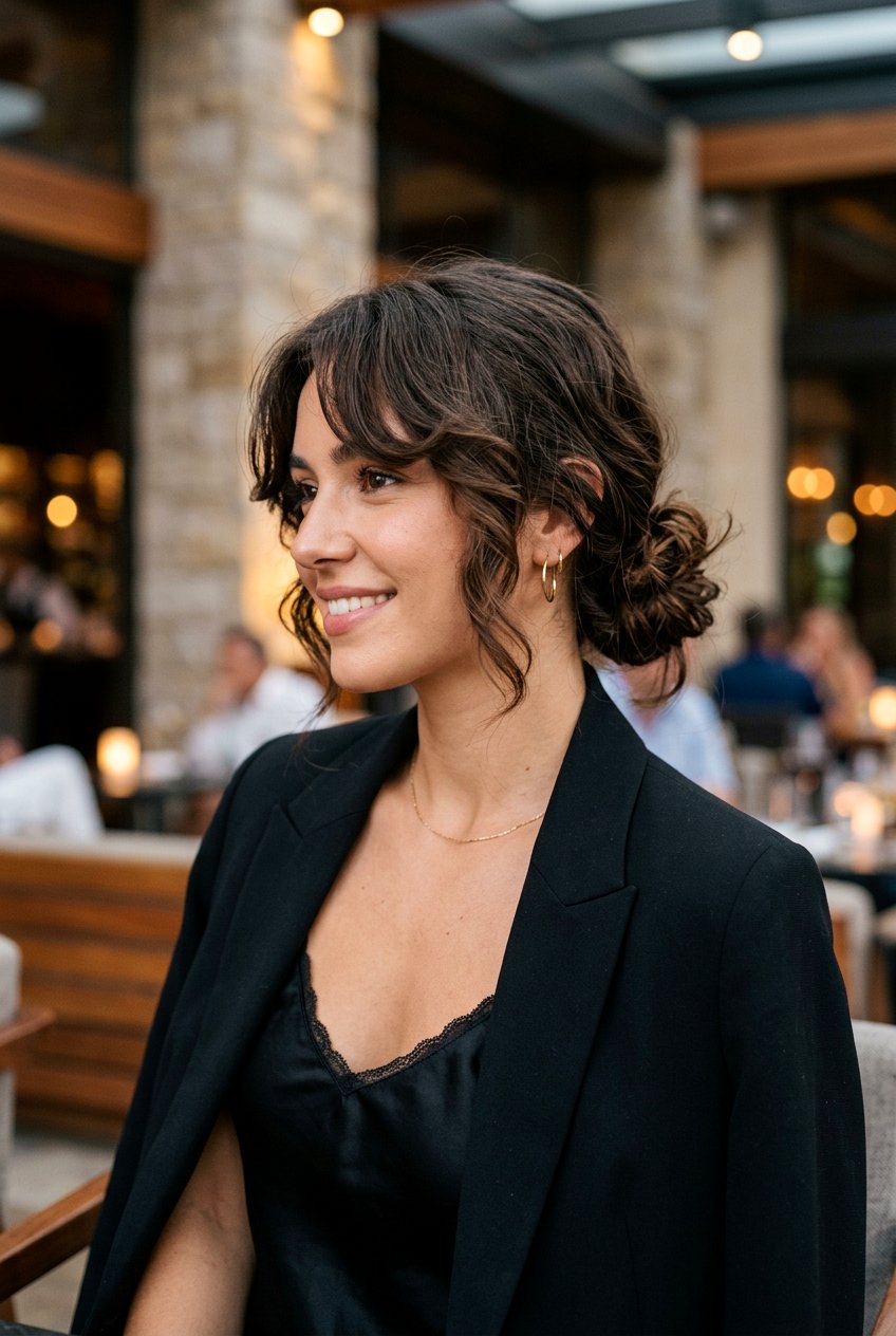 Nape Knot With Long Bangs - 20 prom hairstyle with low textured bun - 20 prom hairstyle with low textured bun