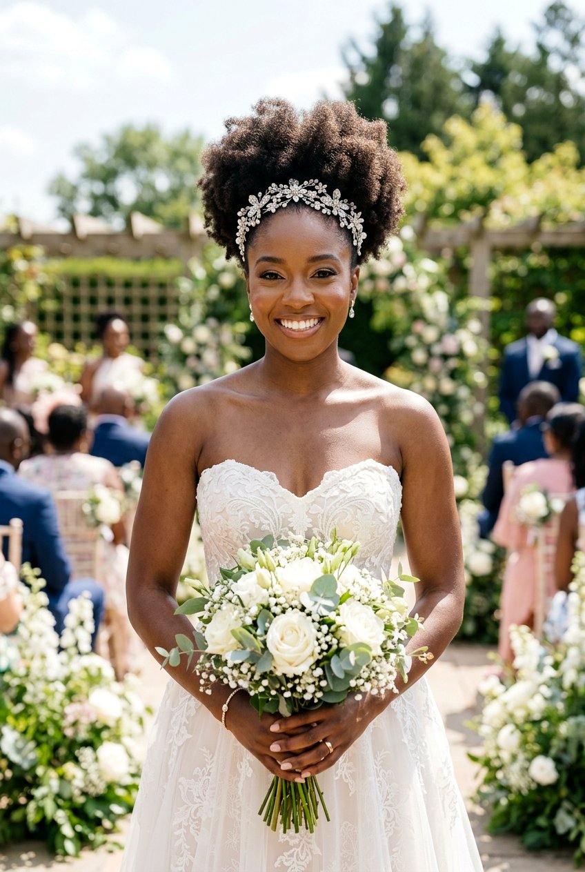 Natural Afro Puff Bridal Hairstyle - 20 black women bridal hairstyle ideas - 20 black women bridal hairstyle ideas