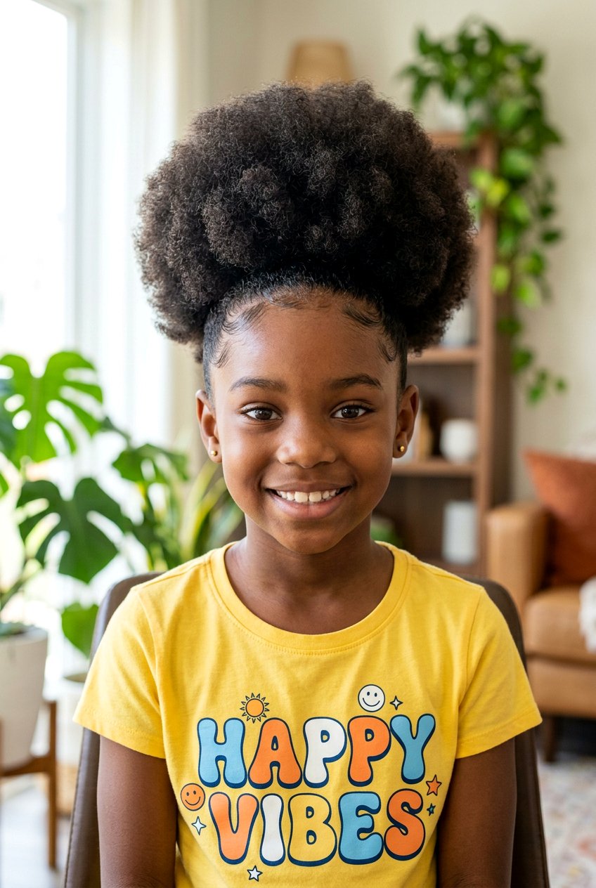 Natural Afro Puff - 20 picture day hairstyle for curly hair girls - 20 picture day hairstyle for curly hair girls