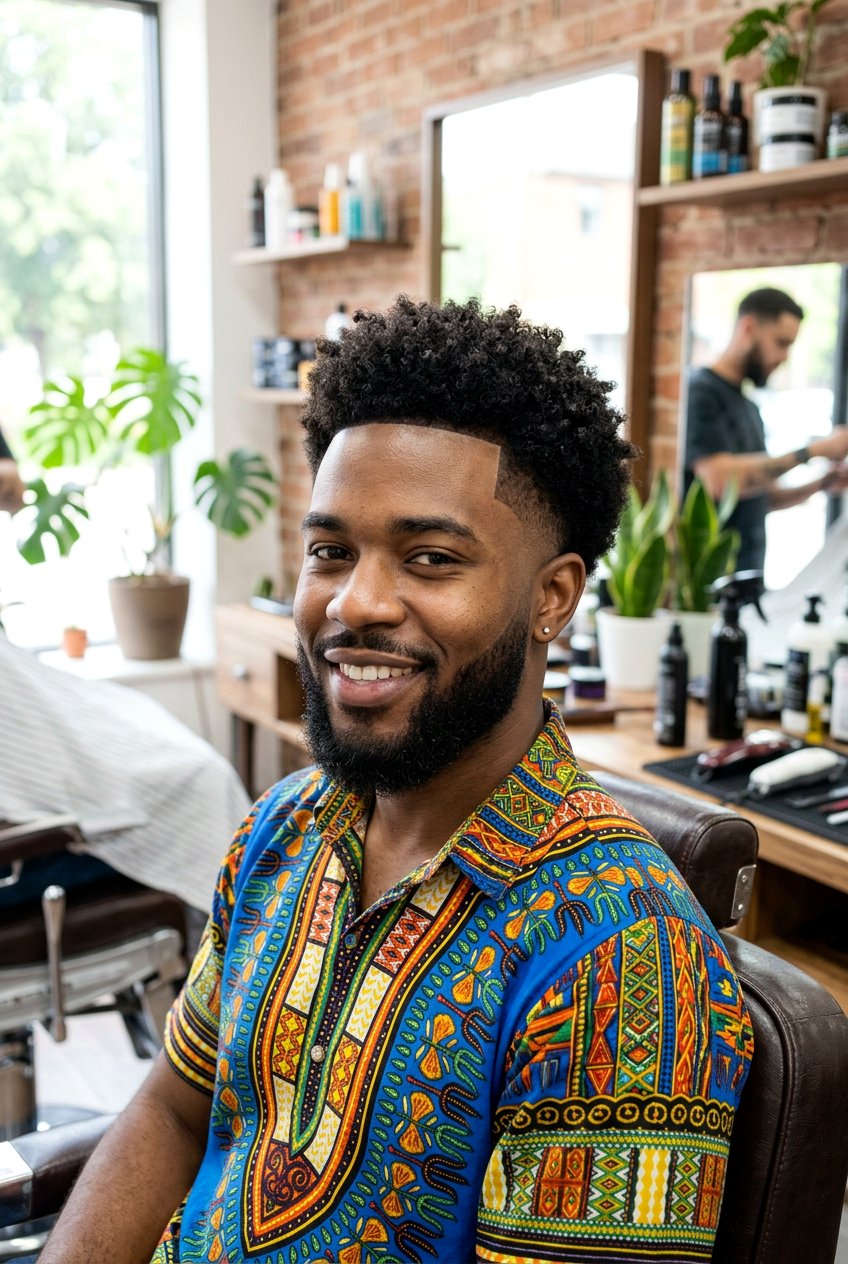 Natural Afro Taper - 20 mens haircut for curly medium hair - 20 men’s haircut for curly medium hair