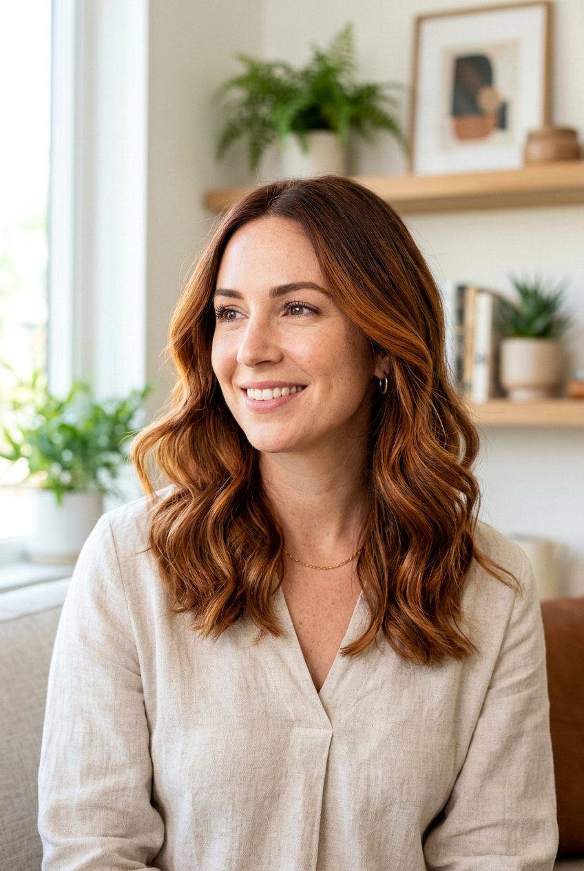 Natural Auburn Balayage On Medium Hair - 20 subtle red balayage - 20 subtle red balayage