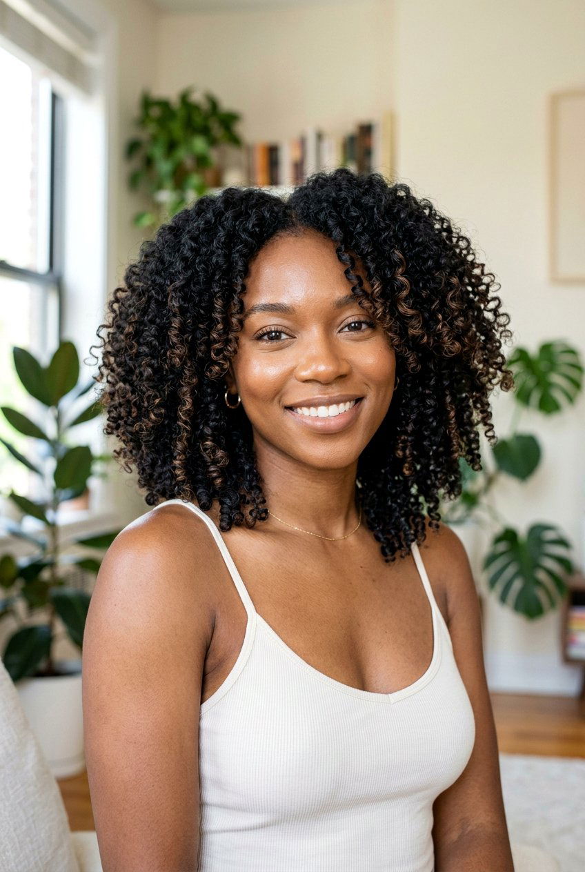 Natural Black Hair With Soft Brown Highlights On Curls - 20 black hair with soft brown highlights - 20 black hair with soft brown highlights