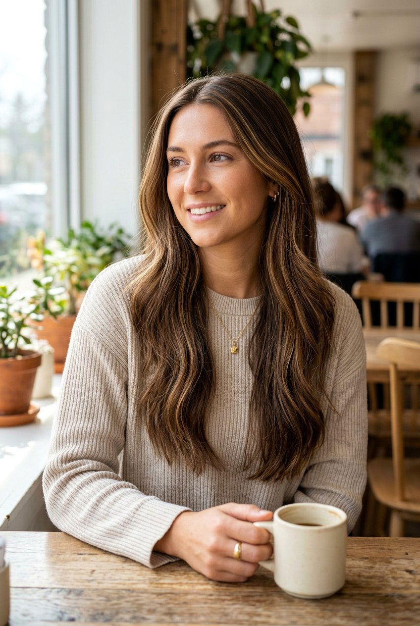 Natural Brown Hair With Babylights - 20 salon brunette refresh ideas - 20 salon brunette refresh ideas