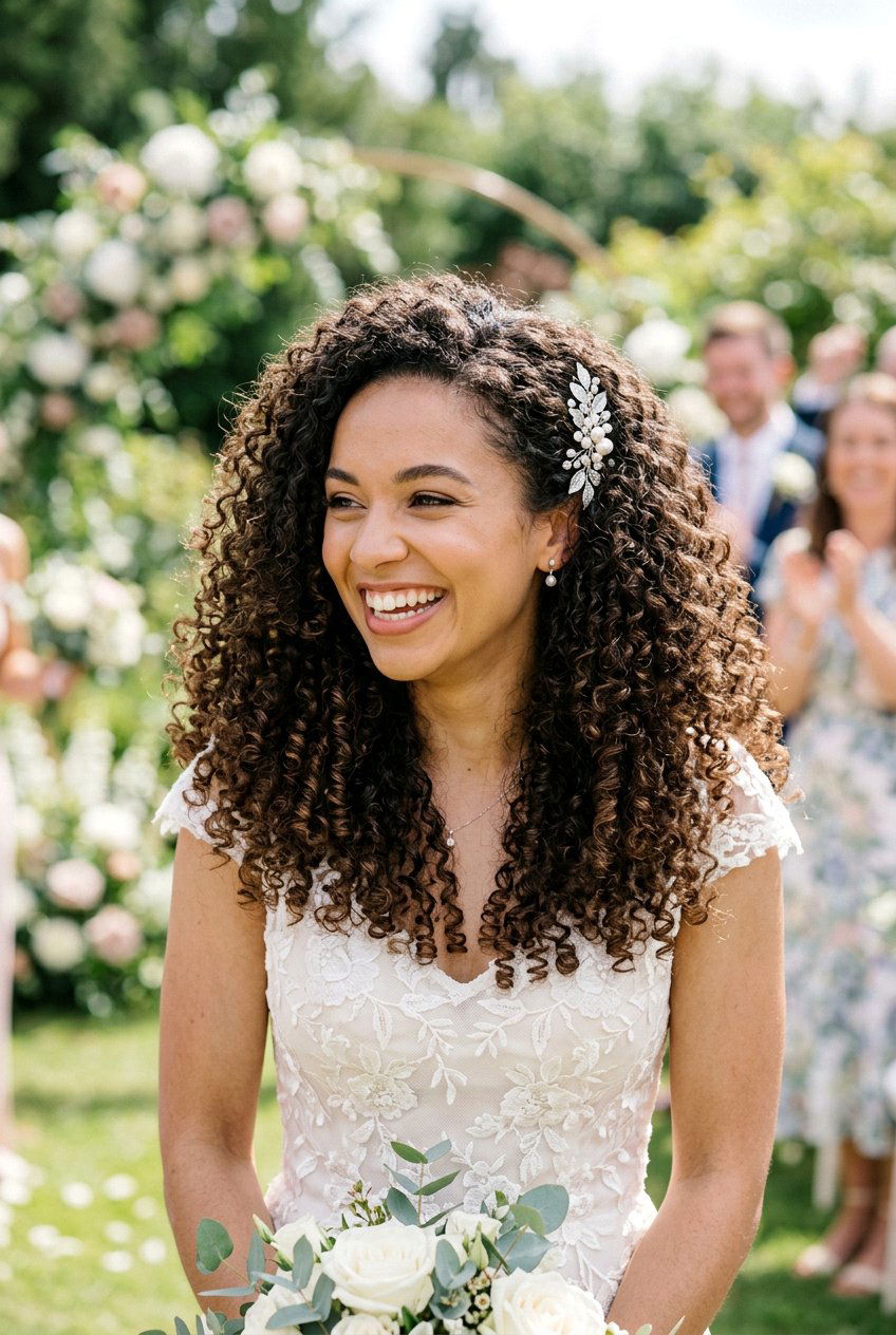 Natural Curls - 20 elegant bridal hairstyle for medium hair - 20 elegant bridal hairstyle for medium hair