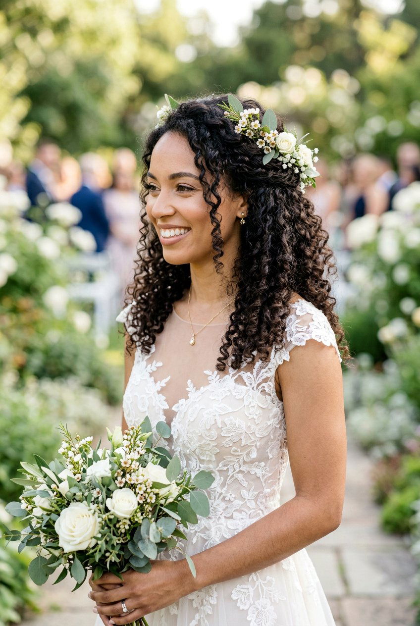 Natural Curls Boho Wedding Hair - 20 bohemian wedding hairstyles - 20 bohemian wedding hairstyles