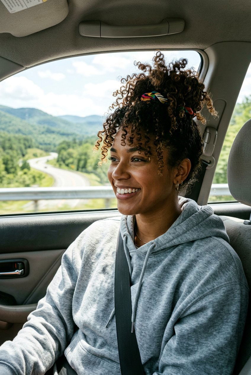 Natural Curls Pineapple Road Trip Hairstyle - 20 road trip hairstyles - 20 road trip hairstyles