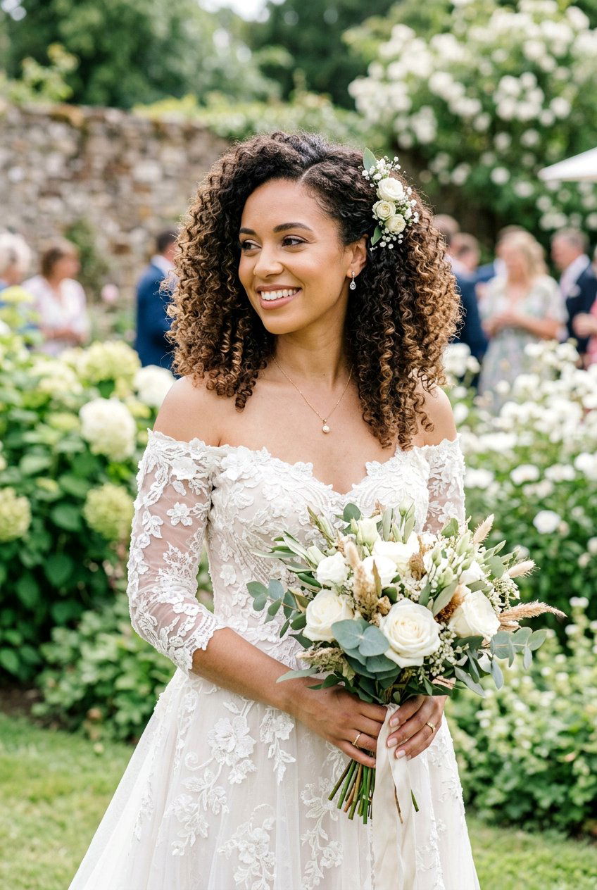 Natural Curls With Part - 20 bridal hairstyle with side part - 20 bridal hairstyle with side part