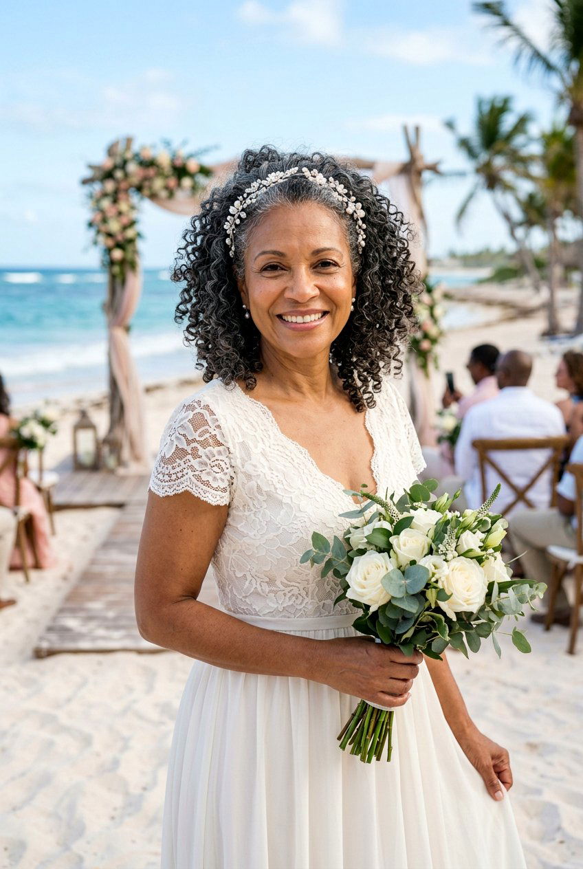 Natural Curls with Headband - 20 bridal hairstyle for mature bride - 20 bridal hairstyle for mature bride