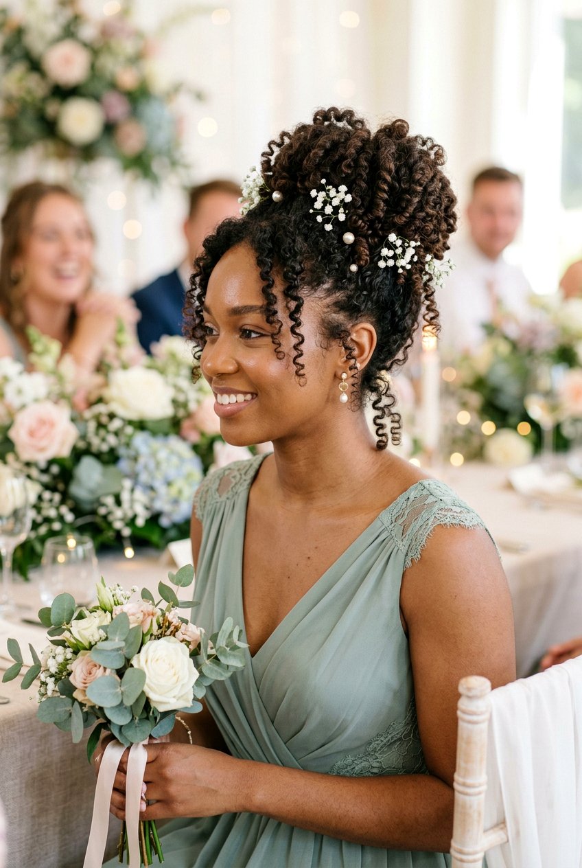 Natural Curly Bridesmaid Updo - 20 bridesmaid hairstyles with curls - 20 bridesmaid hairstyles with curls