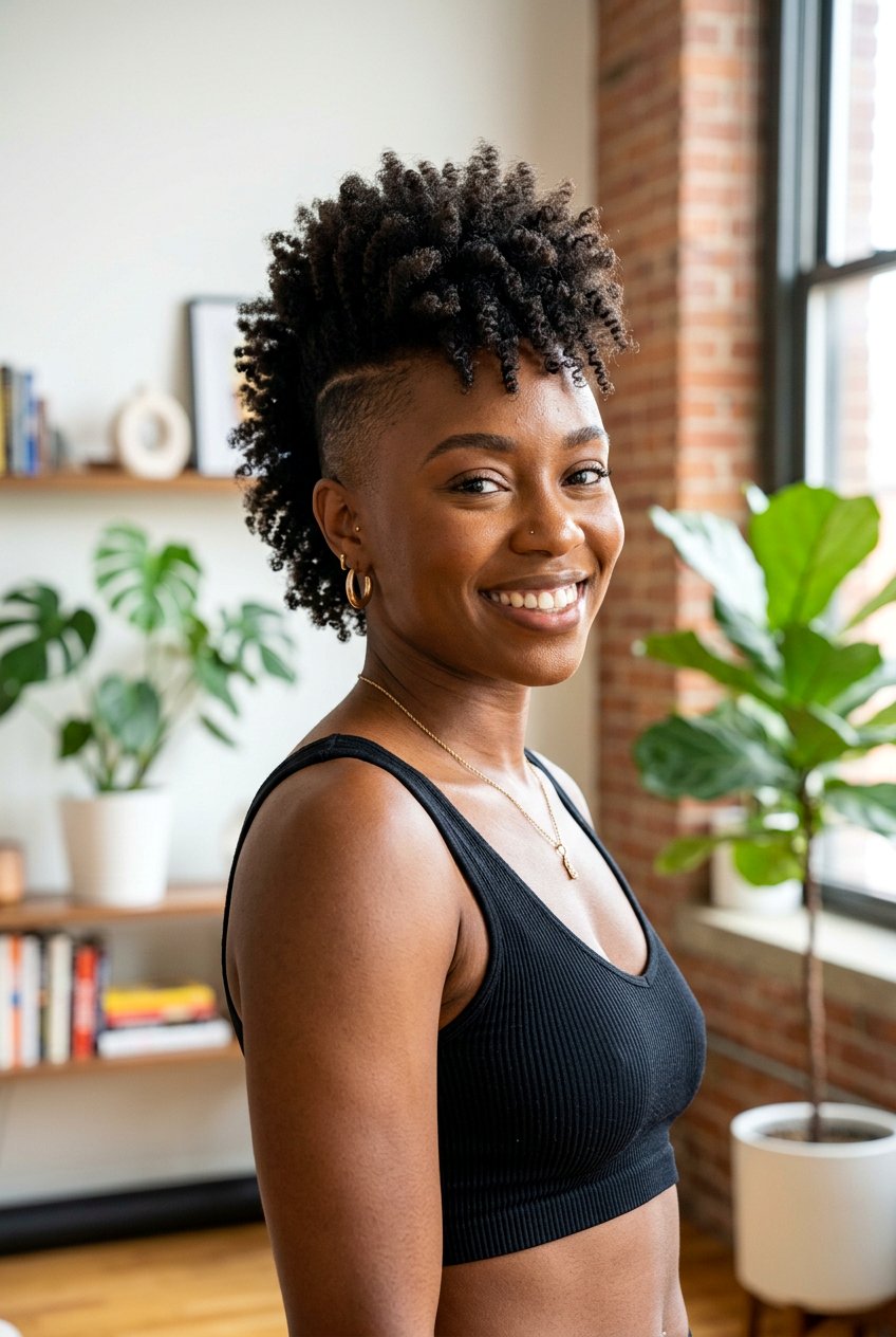 Natural Curly Mohawk with Undercut - 20 undercut curls hairstyle for women - 20 undercut curls hairstyle for women