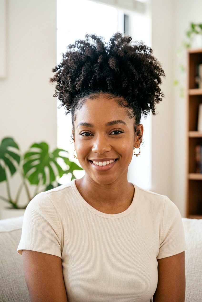 Natural Curly Puff - 20 library friendly hairstyles - 20 library friendly hairstyles