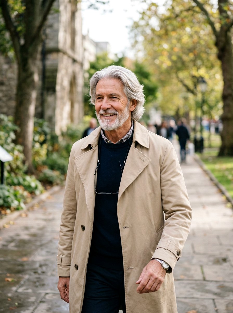 Natural Flow Middle Part - 20 older men hairstyles with gray hair - 20 older men hairstyles with gray hair