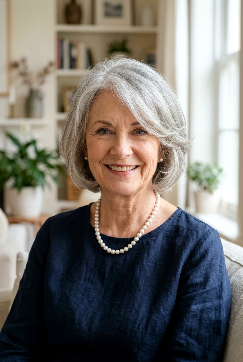 Natural Gray Hair With Face Framing Layers For Seniors - 20 gray hair with face framing layers - 20 gray hair with face framing layers