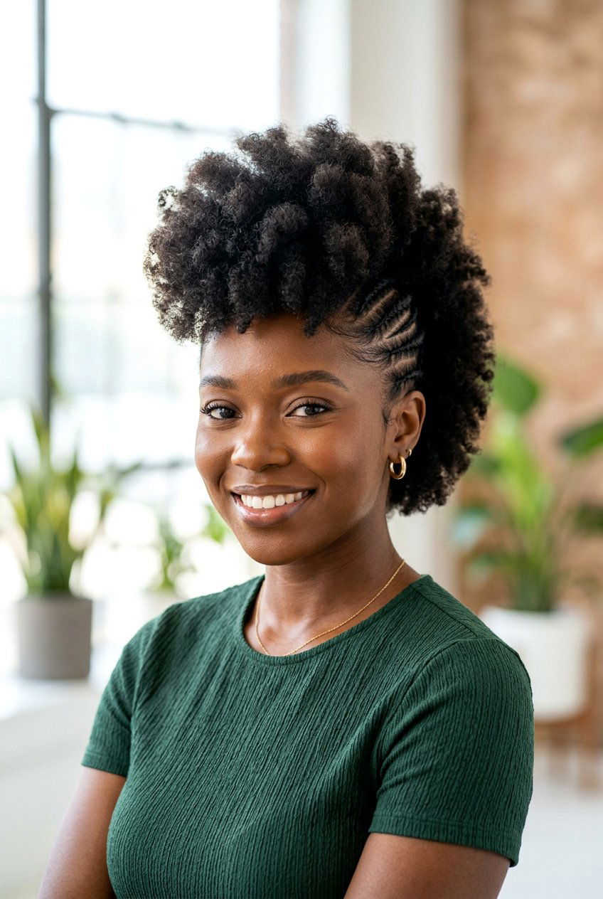 Natural Hair Mohawk with Braided Sides - 20 soft mohawk braid hairstyle for black women - 20 soft mohawk braid hairstyle for black women