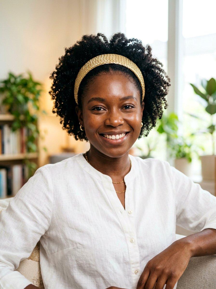 Natural Hair With a Headband - 20 simple work hairstyle for natural hair - 20 simple work hairstyle for natural hair