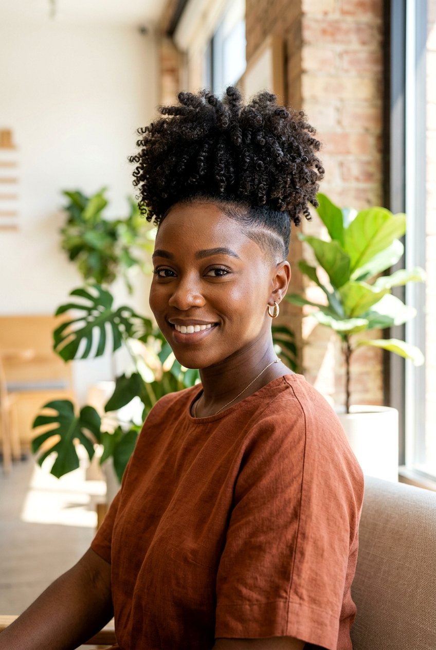 Natural Puff With Shaved Sides - 20 black women natural puff ideas - 20 black women natural puff ideas