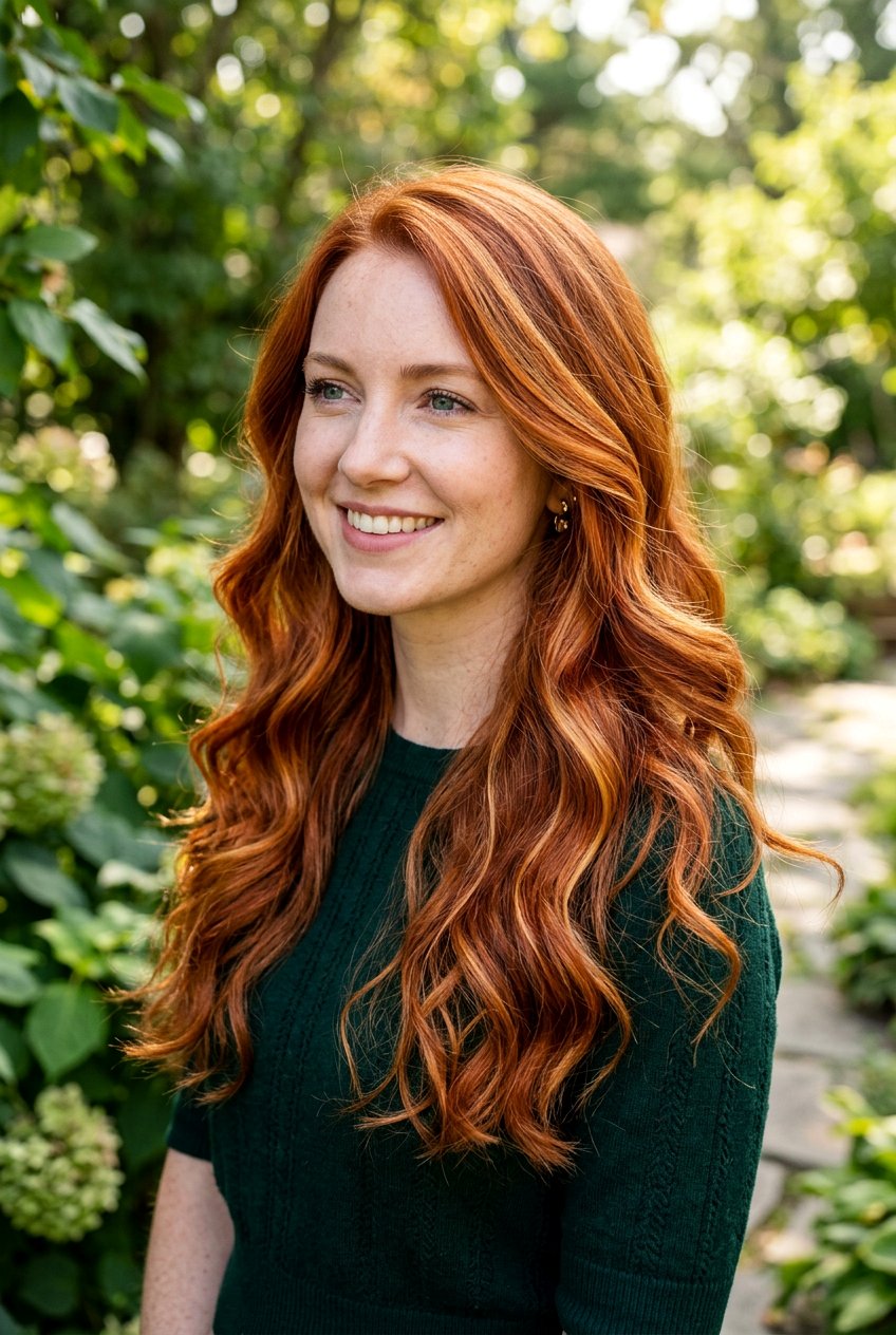 Natural Red Hair With Apricot Copper Ribbons - 20 apricot copper ribbons hair - 20 apricot copper ribbons hair