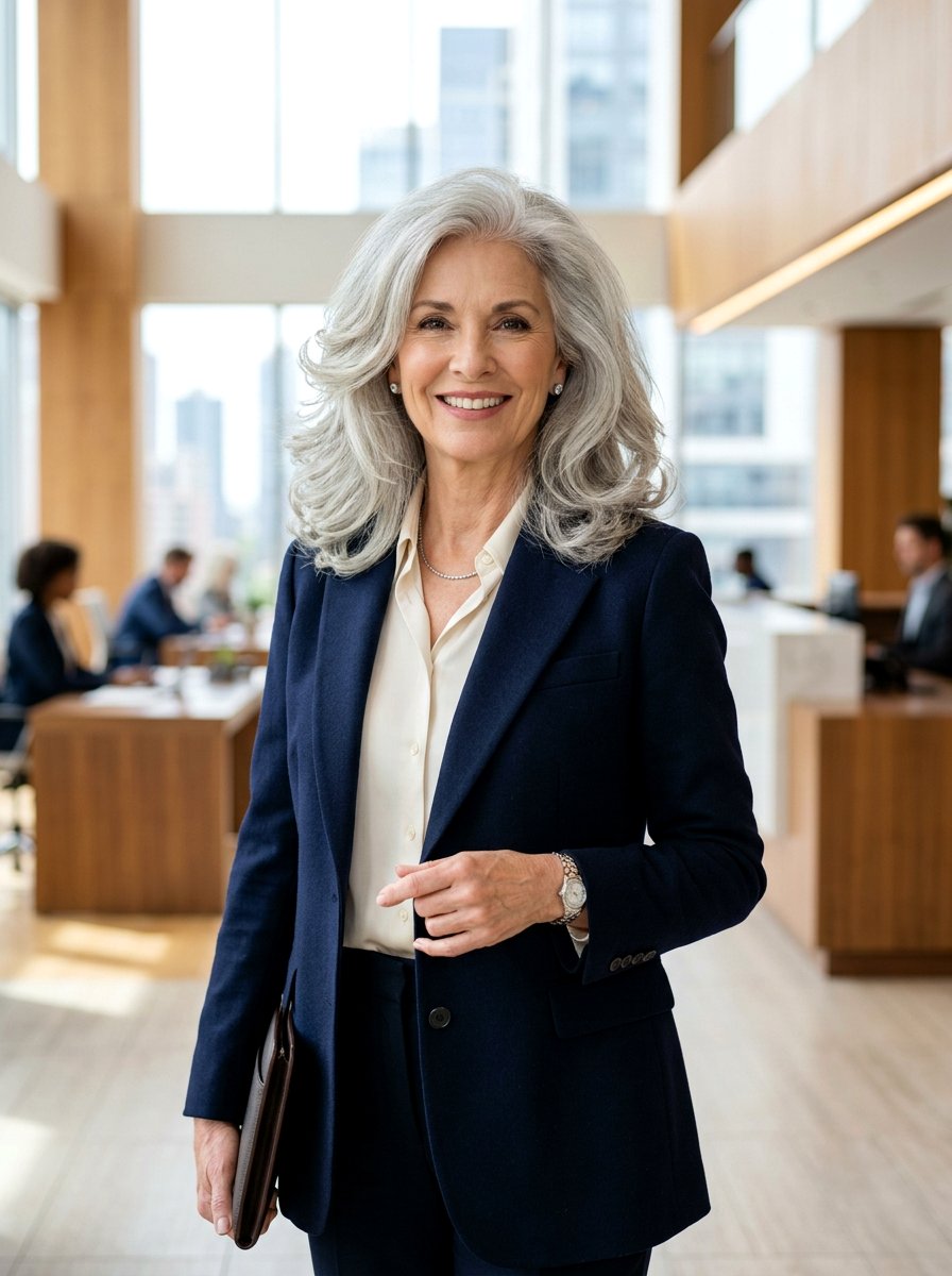 Natural Silver Blowout - 20 interview hairstyle for mature women - 20 interview hairstyle for mature women