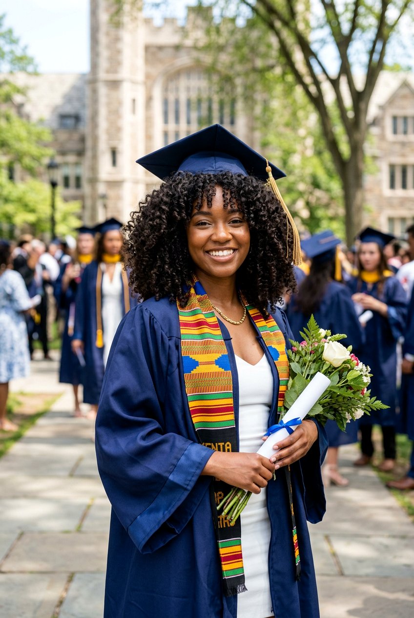 Natural Texture Curls With Graduation Cap - 20 graduation curls with cap - 20 graduation curls with cap