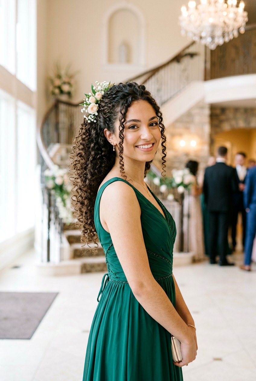 Naturally Curly Half Up Half Down for Prom - 20 prom hairstyles for long hair - 20 prom hairstyles for long hair