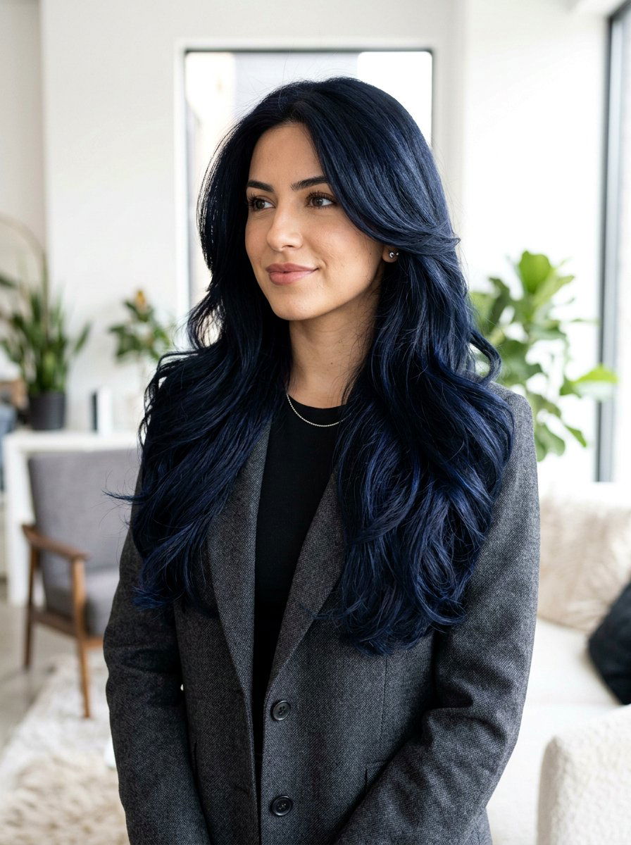 20 Striking Winter Blue Black Hair Color Ideas to Try Now
