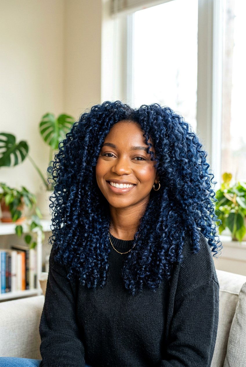 Navy Blue Curls With Volume - 20 navy blue hair color - 20 navy blue hair color