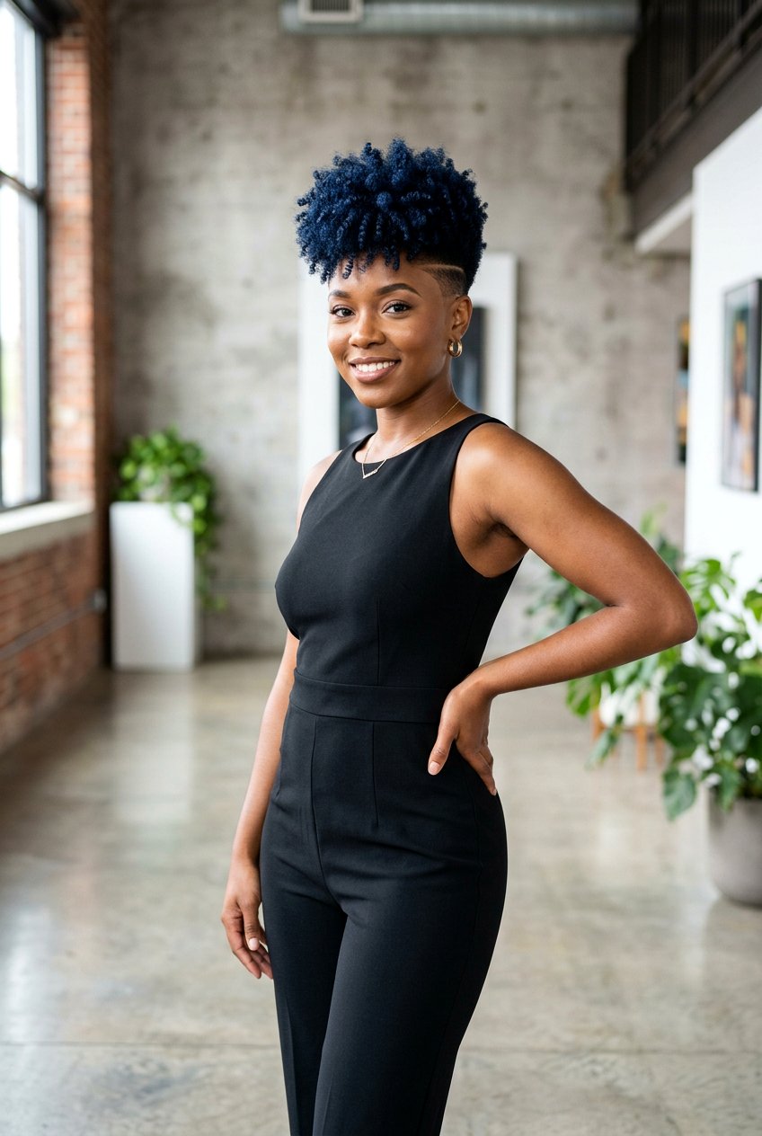 Navy Blue Tapered Fro - 20 tapered fro with color for women - 20 tapered fro with color for women