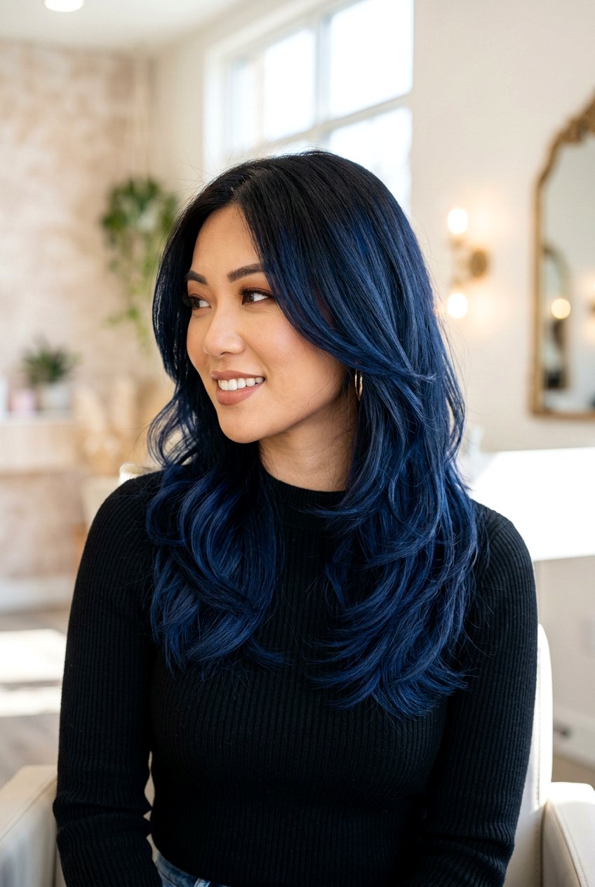 Navy blue balayage black hair - 20 black hair with blue highlights - 20 black hair with blue highlights