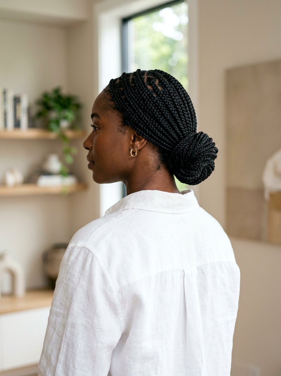 Neat Box Braids Pulled Back - 20 no fuss interview hairstyle for women - 20 no fuss interview hairstyle for women