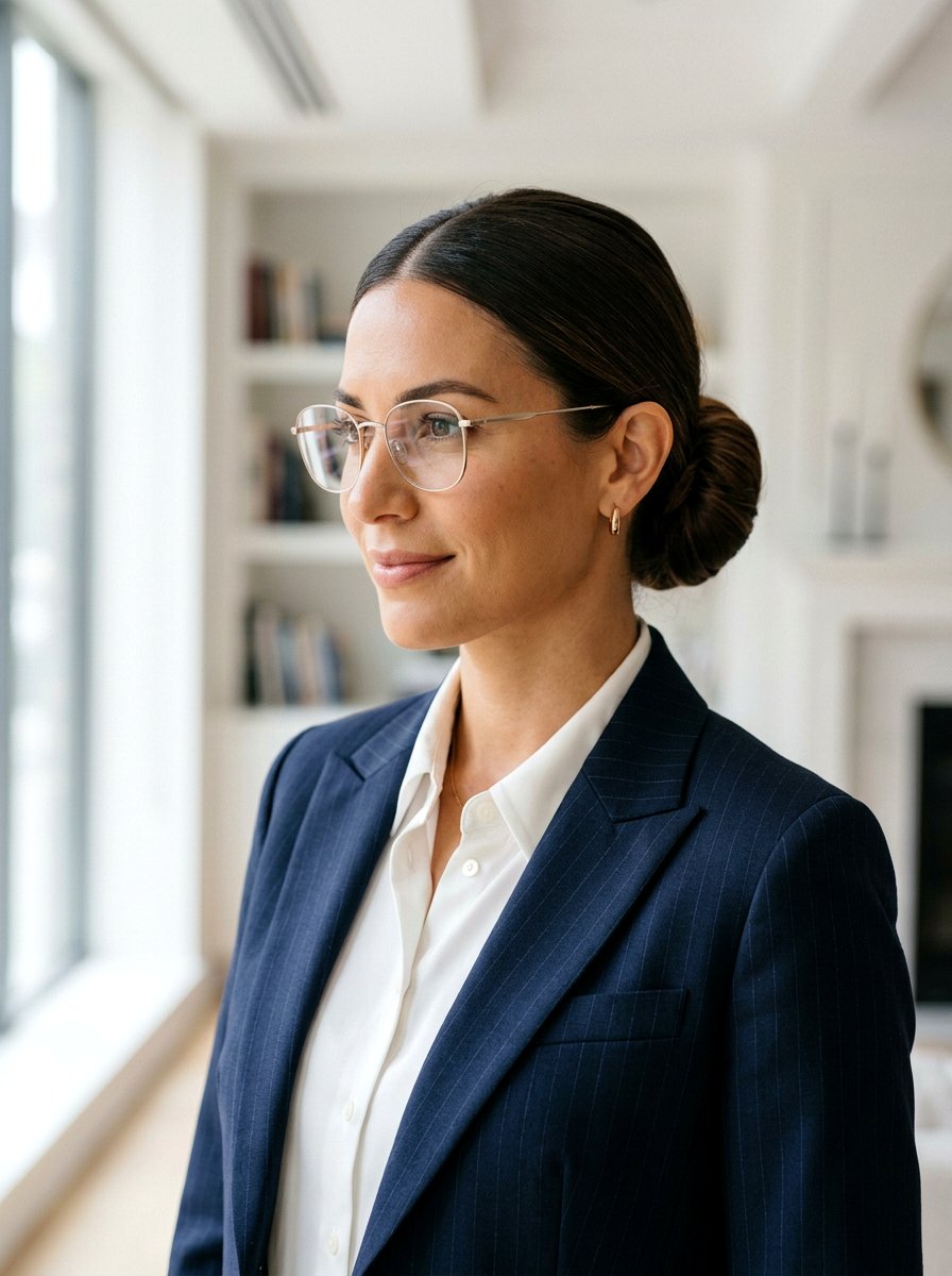 Neat Chignon - 20 interview hairstyle with glasses - 20 interview hairstyle with glasses