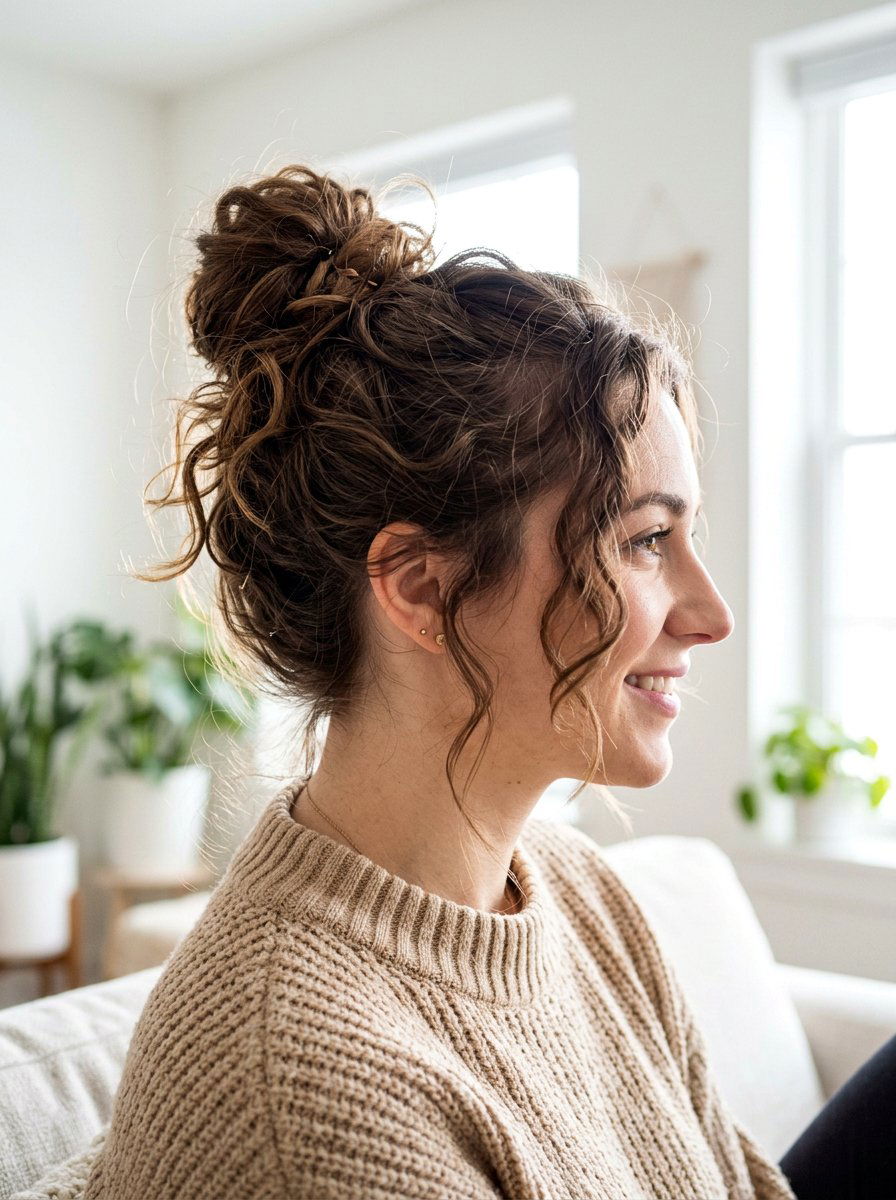 Neat Messy Bun With Flyaways - 20 tidy bun for office mornings - 20 tidy bun for office mornings
