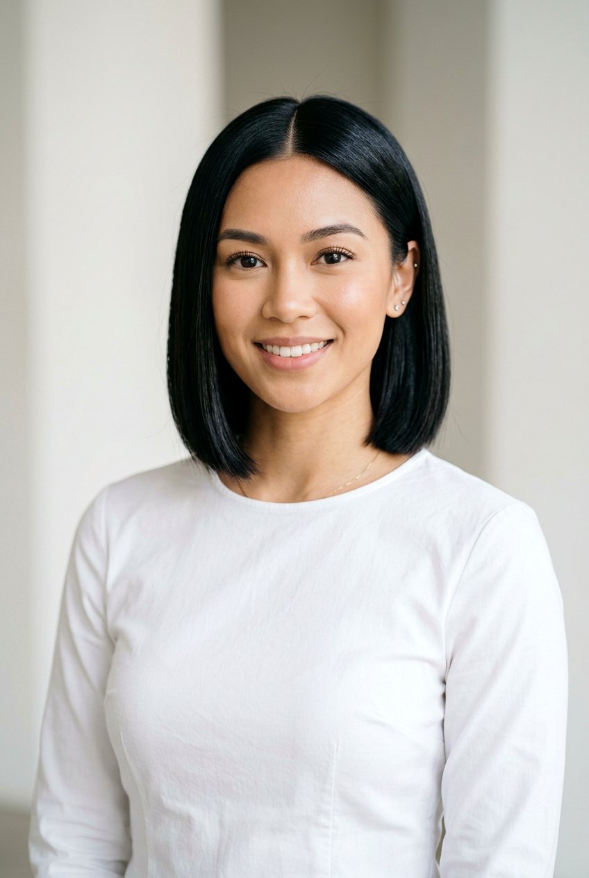 Neck Length Bob With Center Part - 20 clean professional bob with center part - 20 clean professional bob with center part