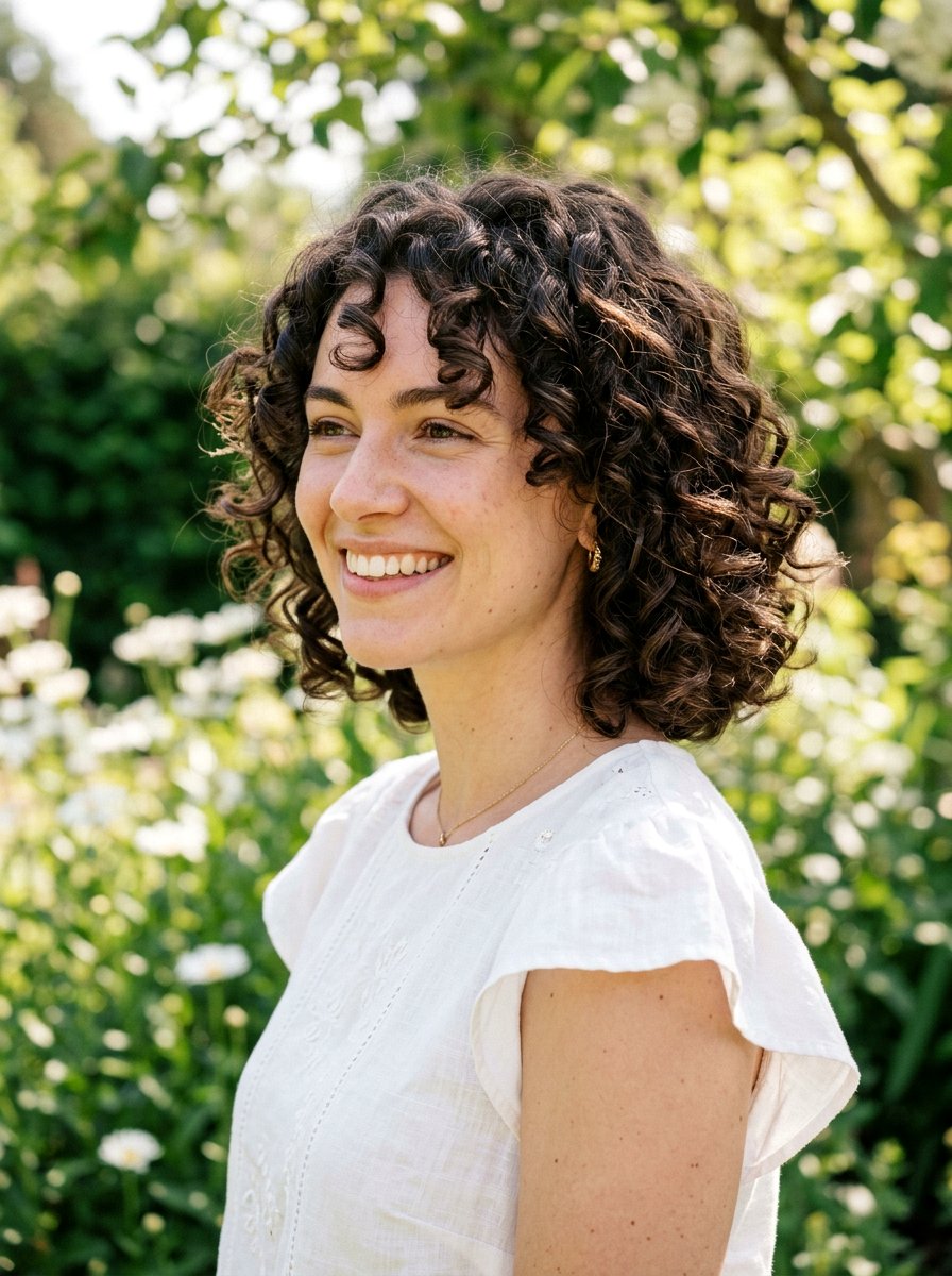 Neck Length Curly Bob - 20 soft curls hairstyle for older women - 20 soft curls hairstyle for older women